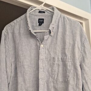 J. Crew Pure Linen Slim Fit Shirt Light Blue
